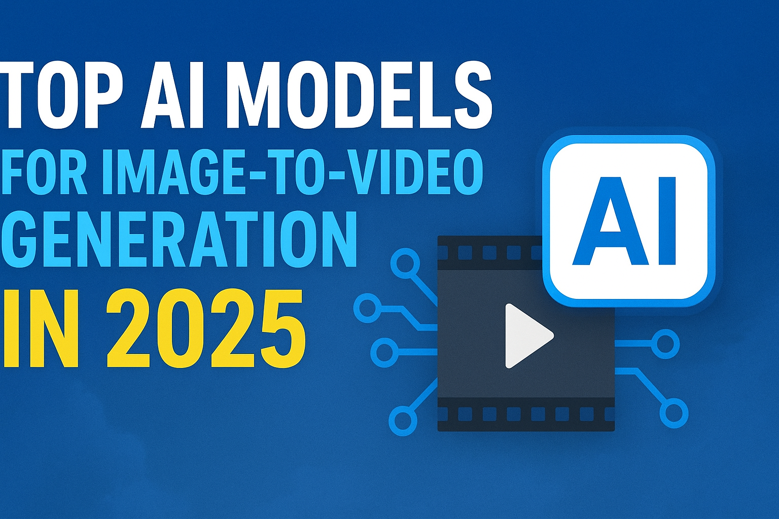 Thumbnail for blog on top AI models for image-to-video generation in 2025 featuring Veo 3, Sora, Wan 2.2, and other models with futuristic cinematic visuals and glowing tech background.
