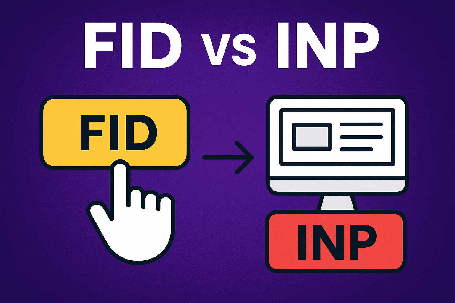 First Input Delay vs Interaction to Next Paint comparison diagram showing web performance metrics