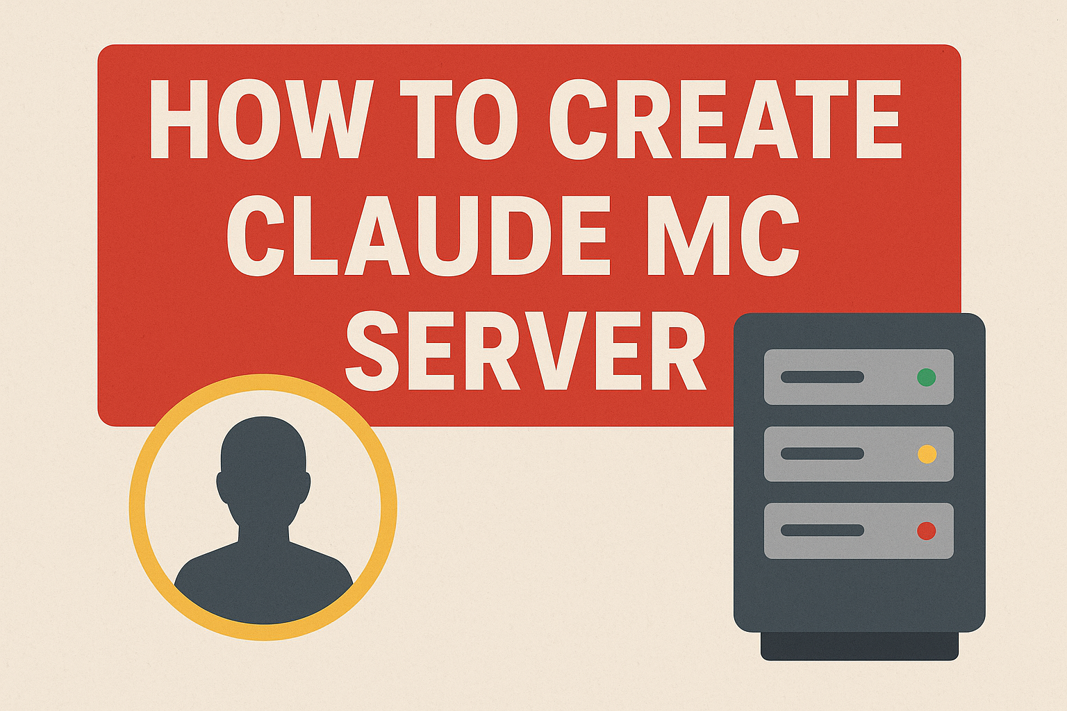 Modern thumbnail featuring AI and server elements with the title ‘How to Create Claude MCP Server’